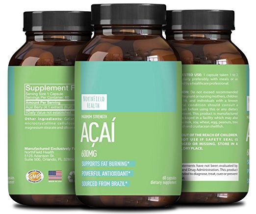 Pure Acai Berry Extract to Boost Weight Loss and Energy Supplement – Detox Cleanse Antioxidant Capsules Anti-Aging Vitamins Support Heart Liver Kidneys Colon & Digestive System