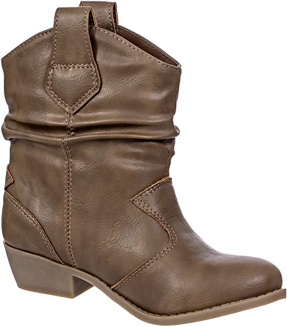 Charles Albert Girl's Modern Western Cowboy Distressed Boot with Pull-Up Tabs (Little Kids/Big Kids)