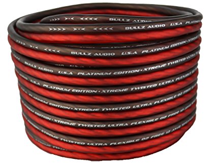 Bullz Audio BPES12.50 50' True 12 Gauge AWG Car Home Audio Speaker Wire Cable Spool (Clear Red/)