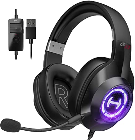 Edifier G2II Gaming Headset for PC PS4 USB Wired Gaming Headphones with 7.1 Surround Sound with Noise Canceling Microphone and RGB Light 50mm Driver Compatible with Mac Desktop PC Black