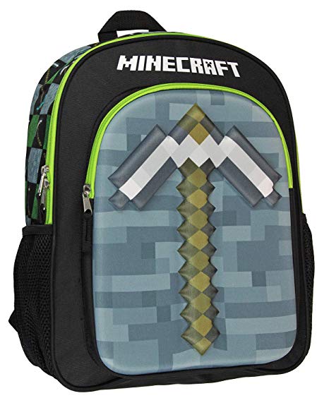 Minecraft Backpack 16" 3D Molded Pickaxe School Bag