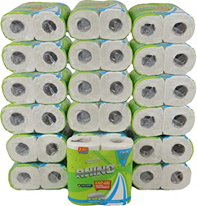 40 Pack of Extra Absorbent Rhino Kitchen Roll - 140 Large Sheets Per Roll