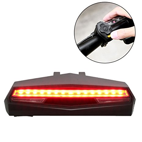 OUTERDO USB Rechargeable Bike Tail Light Wireless Remote Control Waterproof LED Ultra Bright Laser Rear Light