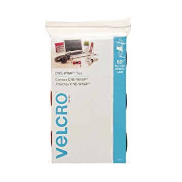 VELCRO Brand - ONE-WRAP For Cables, Wires & Cords - Reusable, Heavy Duty - 8" x 1/2" Ties, 60 Ct. - Multi-color