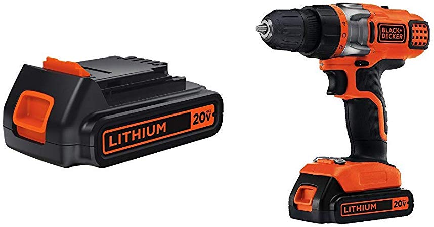 BLACK DECKER LBXR20 20-Volt MAX Extended Run Time Lithium-Ion Cordless To with BLACK DECKER LDX220C 20V MAX 2-Speed Cordless Drill Driver (Includes Battery and Charger)