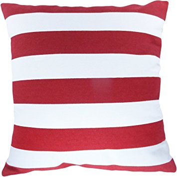 Decorative Printed Stripes Throw Pillow Cover 18" Red