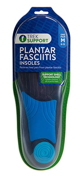 Trek Support Plantar Fasciitis Insoles Men, Size 8-13, 1 Pair