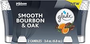 Glade Candle Jar, Air Freshener, Smooth Bourbon & Oak, 3.4 Oz, 2 Count