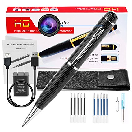 Hidden Spy Mini Camera Pen, Portable Small Cam 1080p HD Camcorder Surveillance DVR Camera Video and Photo Quality Clear with 10 Refills