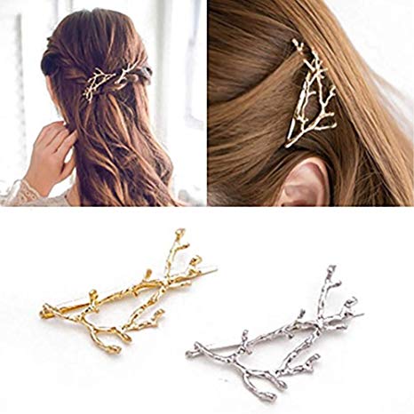 8Pcs Minimalist Dainty Gold Silver Metal Hairpin Hair Clip, Metal Leaf Branches Hairpin Hair Accessories