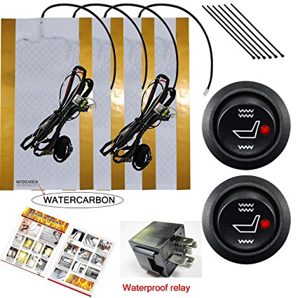 Water Carbon Premium Heated Seat Kits for Two Seats - Universal, OEM Equipment - Dual Settings - Five Year Warranty