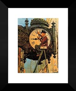 The Clock Mender 20x24 Framed Art Print by Norman Rockwell