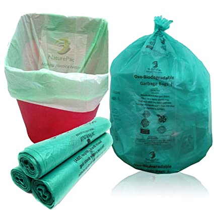 NaturePac Garbage Bags Biodegradable For Kitchen,Office,Small Size (43cmx51cm/17 Inch x 20 Inch,90 Bag) (Green)