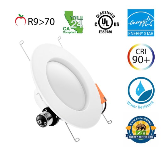 Hyperikon 5/6" LED Downlight, ENERGY STAR, 14W (75W Replacement), 3000K (Soft White Glow, CRI90 , Retrofit LED Recessed Lighting Fixture, LED Ceiling Light, Dimmable