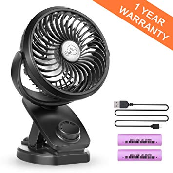 Battery Operated Clip on Stroller Fan - Mini Portable Desk Fan with Rechargeable 4400mA Battery Powered Fan for Baby Stroller, Outdoor Activities (Max 40Hours)