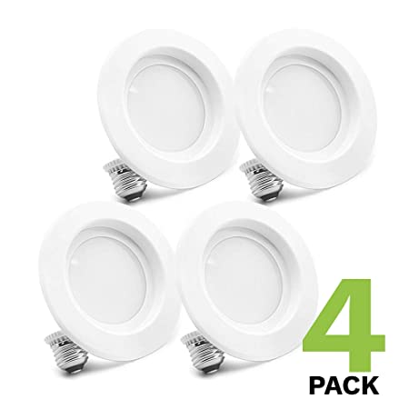 4 Pack Bioluz LED 4” LED Retrofit Recessed Light 65W Replacement (Using 10W) 700 Lumen, 90 CRI, Dimmable, UL-Listed CEC JA8 Title 24 Compliant (4 Pack, 2700K Warm White)