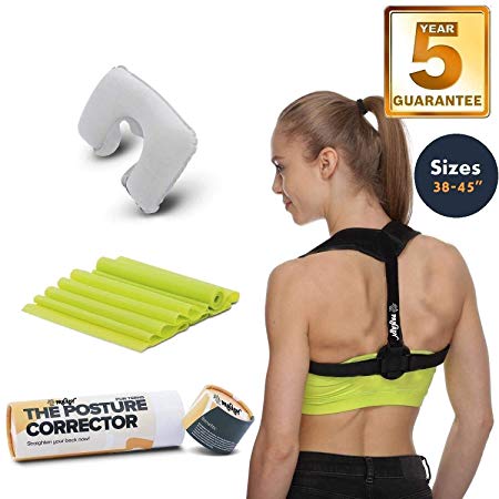 Posture Corrector Back Brace with Adjustable Straightener for Teens Men & Women Posture Corrector Comfortable Orthopedic Clavicle Support Sizes: 35-48" and 28-35" Comfortable with 5 Years Warranty