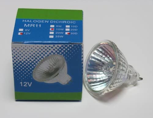 CBconcept - 10 Bulbs - 6 Volt, 5 Watts, MR11, UV Glass Face, G4 Bi-Pin Base FTD Flood Halogen Light Bulb, For Chandelier, Track Light, Fiber Optic Light, RV, Landscape Lighting - Designed in CA