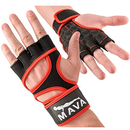 Cross Training Gloves with Wrist Support for Gym Workouts, WOD, Weightlifting & Fitness– Silicone Padded Workout Hand Grips Against Calluses with Integrated Wrist Wraps by Mava