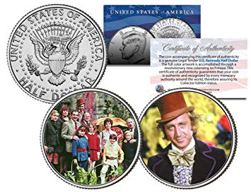 WILLY WONKA & THE CHOCOLATE FACTORY Movie Colorized JFK Half Dollar 2-Coin Set by Merrick Mint