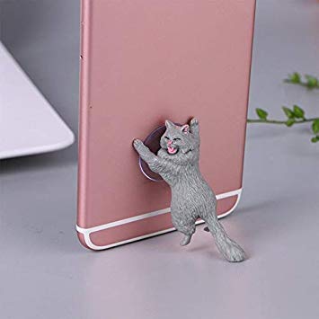 Leoie Cute Cartoon Cat Phone Holder Car Mount Sucker Bracket Universal for Sumsung Huawei LG iPhone X XS 8 7 6 Gray