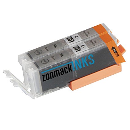 Zonmack Inks Compatible Ink Cartridge Replacement for Canon CLI-251-G (2 Grey, 2-Pack) Gray