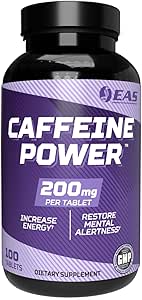 Caffeine Power 200mg | Caffeine Pills Supplement | Increase Energy & Restore Mental Alertness | Gluten Free, Non GMO, Vegetarian Friendly | 100 Tablets