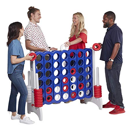 ECR4Kids Jumbo 4-to-Score Giant Game Set, Backyard Games for Kids, Jumbo Connect-All-4 Game Set, Indoor or Outdoor Game, Adult and Family Fun Game, 43 Inches Tall, America – Red, White and Blue