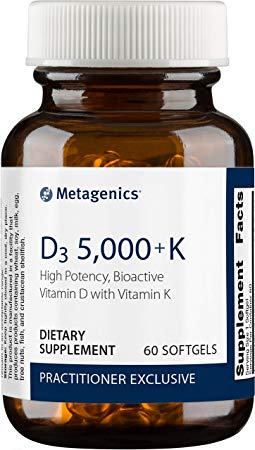 Metagenics - D3 5000   K, 60 Softgels, Vitamin D and Vitamin K - Non-GMO and Gluten-Free