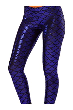 Alaroo Shiny Fish Scale Mermaid Leggings for Women Pants S-3XL