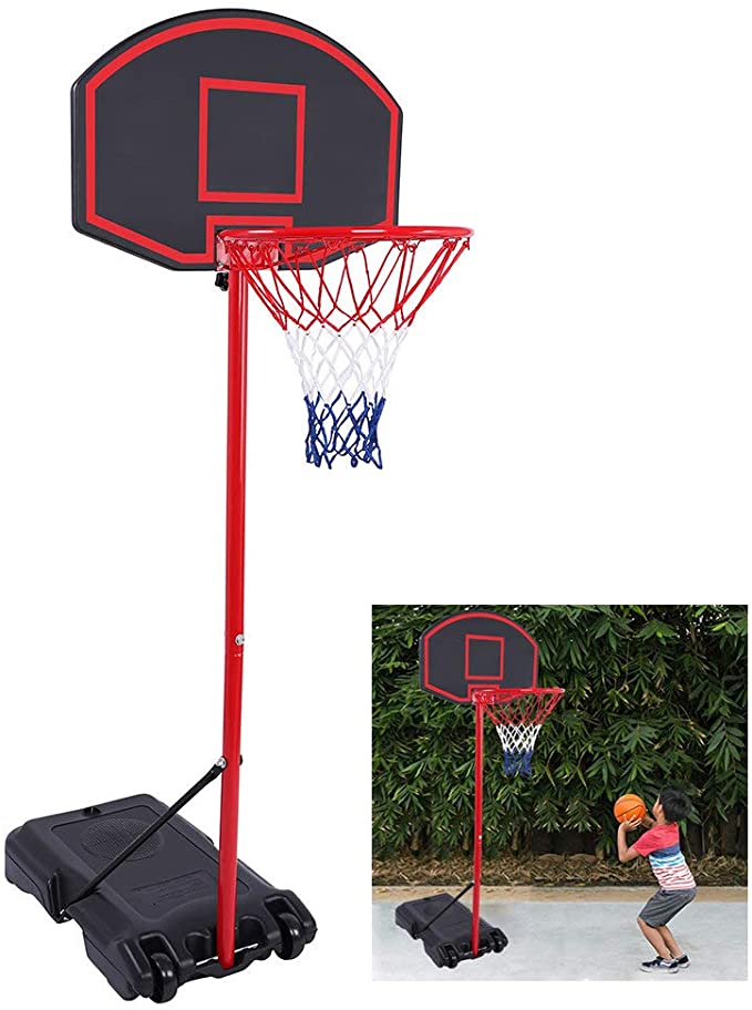 Simply-Me Portable Basketball Hoop Adjustable Height Basketball Hoop Backboard System Stand Indoor/Outdoor Basketball Hoop with Wheels