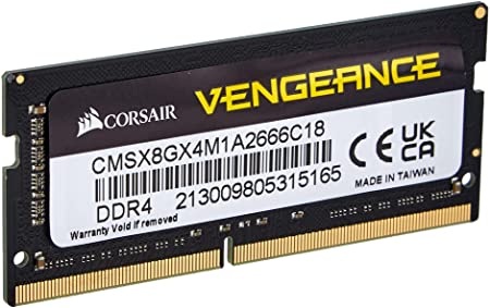 Corsair Vengeance SODIMM 8GB (1x8GB) DDR4 2666MHz CL18 Memory for Laptop/Notebooks (Intel 6th Generation Intel Core i5 and i7 Processor Support) Black