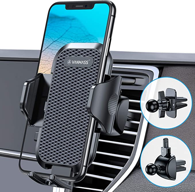 VANMASS Universal Car Phone Mount, 【Patent & Certifications】 Cell Phone Holder for Car, Adjustable Bottom Foot Air Vent Phone Holder for iPhone 11 Xs Max XR X 8 SE, Samsung S20 S10 S9 S8 Note 10