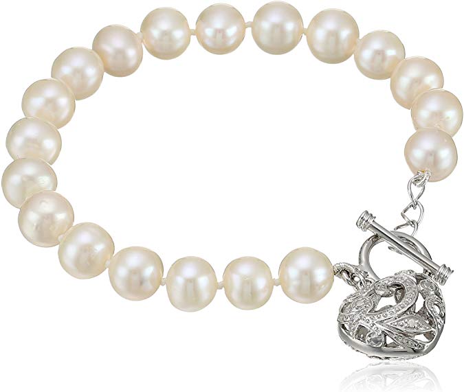 Bella Pearl Heart Toggle Bracelet, 7.5"