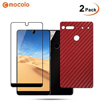 Essential Phone Screen Protector, Curved Premium Black Front Protector [Case Friendly]   Vinyl Skins Carbon Fiber Rear Back Protector
