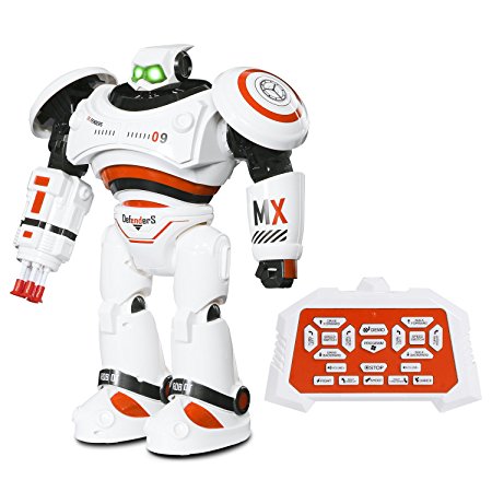 SGILE Humanoid Self-programming Robot Toy Robocop, Walks Glides Singing Dance Rechargeable X-man with LED Flashing Lights and Sounds, Creative Intelligent Puzzle Fun Toy Gift Present for Kids (Orange)