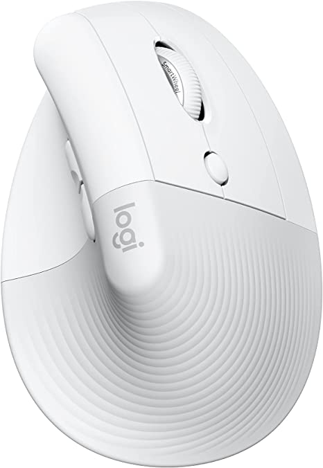 Logitech Lift Vertical Ergonomic Mouse, Wireless, Bluetooth or Logi Bolt USB receiver, Quiet clicks, 4 buttons, compatible with Windows/macOS/iPadOS, Laptop, PC - Offwhite