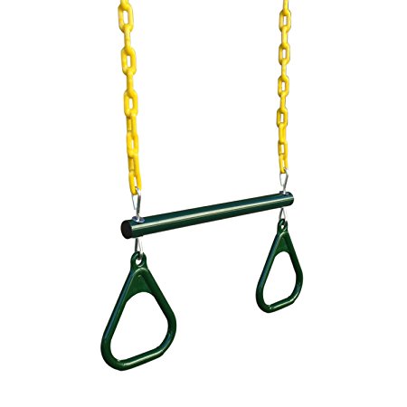 Swing-N-Play 17.5" Ring/Trapeze Bar Combo with Extra Long 43" Heavy Duty Chain . Green/Yellow