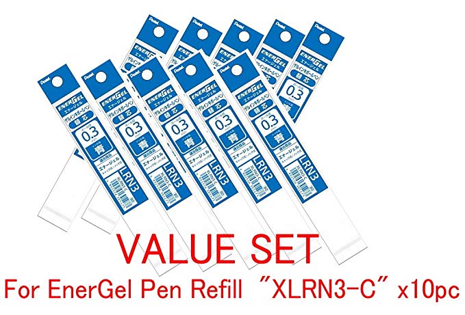 Pentel Refill Ink for EnerGel Liquid Gel Pen / 0.3mm Blue Ink / Value Set of 10 Refills (With Our Shop Original Product Description)