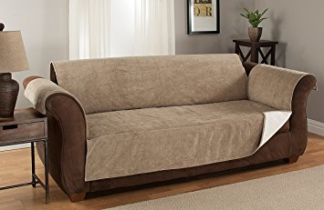 Furniture Fresh Heavy-Weight Luxury Textured Microsuede Pebbles Furniture Protector and Slipcover with Anti-slip Non-slip Backing (Loveseat, Natural)-Water Repellant