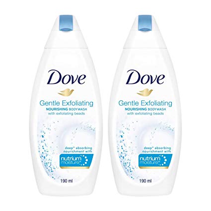 Dove Gentle Exfoliating Nourishing Body Wash, 190 ml (Pack of 2)