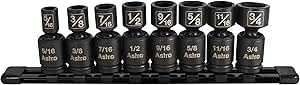 Astro Pneumatic Tool 78340 8-Piece 3/8" Drive Nano Pinless Universal Impact Sockets - SAE