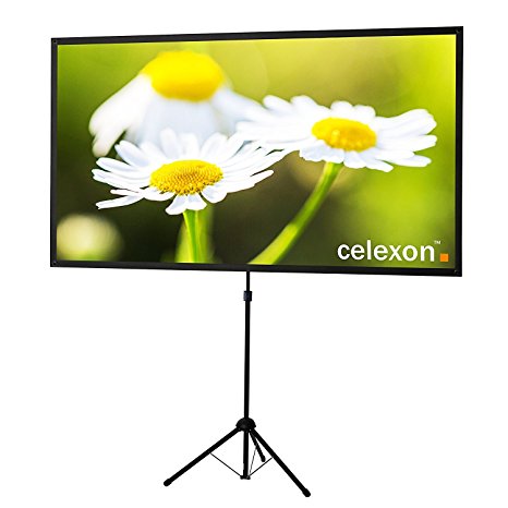 celexon 90" Tripod Projector Screen Ultra Lightweight | 16:9 format | Ultra Portable | 11 lbs weight | Mobile presentation and cinema solution | Projector Screen Size: 78’’ x 44’’
