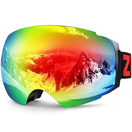 Zionor X4 Ski Snowboard Snow Goggles Magnet Dual Layers Lens Spherical Design Anti-Fog UV Protection Anti-Slip Strap for Men Women