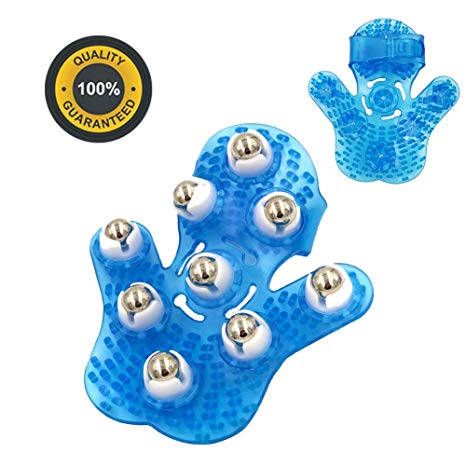 Glove Massager Palm Shaped Hand Massage Manual 9 360-degree-roller Mental Roller Ball Blue by Outton
