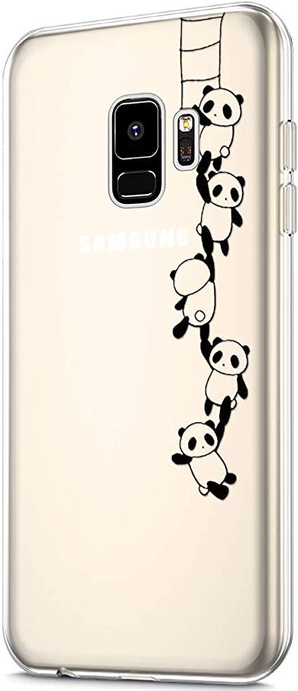 ikasus Case for Galaxy S9,Clear Art Panited Pattern Design Soft & Flexible TPU Ultra-Thin Transparent Flexible Soft Rubber Gel TPU Protective Case Cover for Galaxy S9 Silicone Case,Panda string