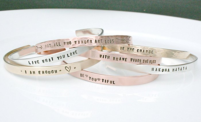 Skinny Cuff Bracelet - Mantra Cuff - Positive Message Jewelry - Motivational - Inspirational - Arrow Bracelet - Location Bracelet