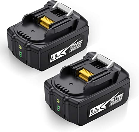 Abaige 2 Pack 18V 6.0Ah BL1860B-2 Lithium Battery Replace for Makita 18V Battery BL1860 BL1850 BL1840 BL1830 LXT-400 18-Volt Cordless Power Tools Batteries with LED Power Display