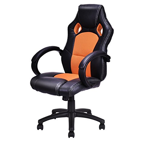 Giantex High Back Race Car Style Bucket Seat Office Desk Chair Gaming Chair (Orange)