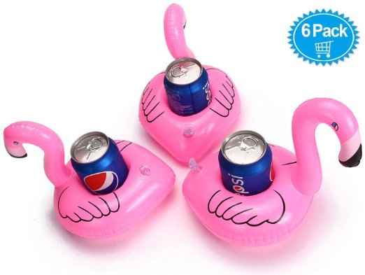 Moon Boat Inflatable Floating Flamingo Coasters Drink Holder Pool Party Decorations Swim Floats (6 PCS)